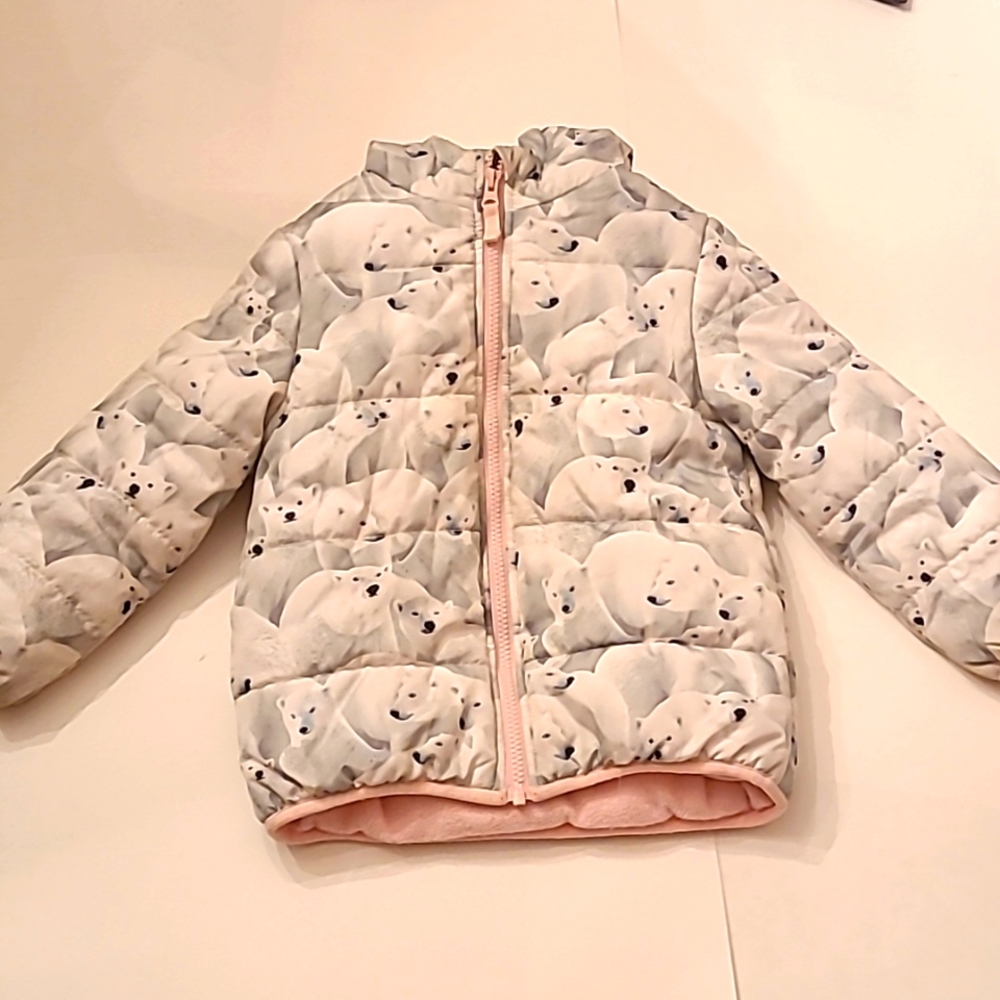 Carter's, girl's, hooded, puffer jacket. Polar bear print. Size S/4.